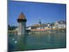 Chapel Bridge and Water Tower with the City of Lucerne Beyond, Switzerland, Europe-Rainford Roy-Mounted Photographic Print