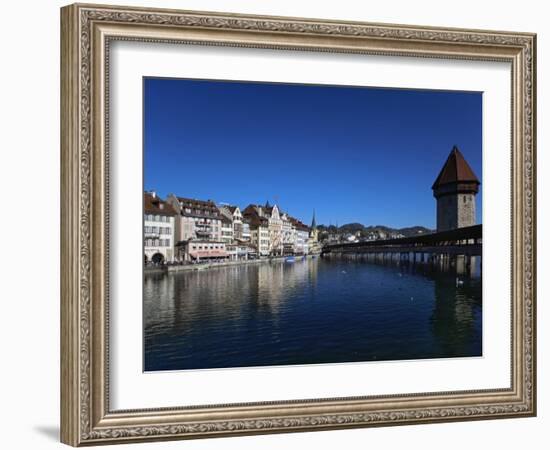 Chapel Bridge, Reuss River, Lucerne, Switerland-Adam Jones-Framed Photographic Print