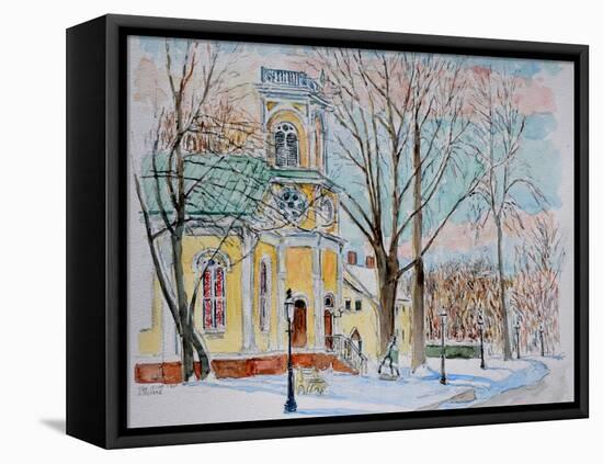 Chapel in Snow, Snug Harbor,2009, ( Watercolor)-Anthony Butera-Framed Premier Image Canvas