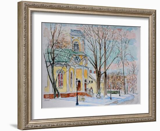 Chapel in Snow, Snug Harbor,2009, ( Watercolor)-Anthony Butera-Framed Giclee Print