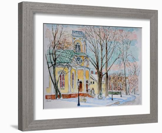 Chapel in Snow, Snug Harbor,2009, ( Watercolor)-Anthony Butera-Framed Giclee Print