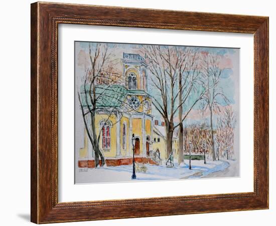 Chapel in Snow, Snug Harbor,2009, ( Watercolor)-Anthony Butera-Framed Giclee Print