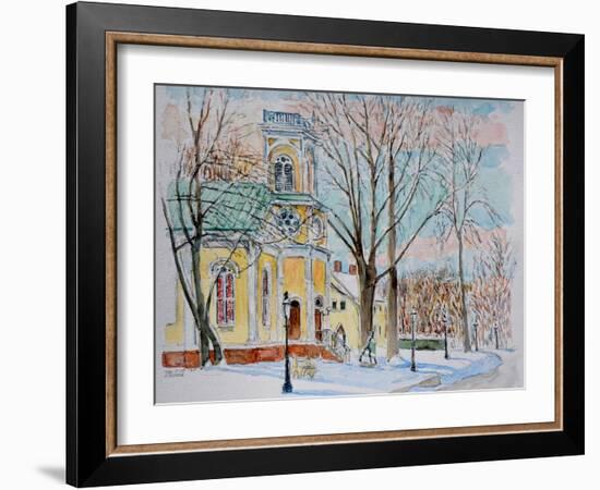 Chapel in Snow, Snug Harbor,2009, ( Watercolor)-Anthony Butera-Framed Giclee Print