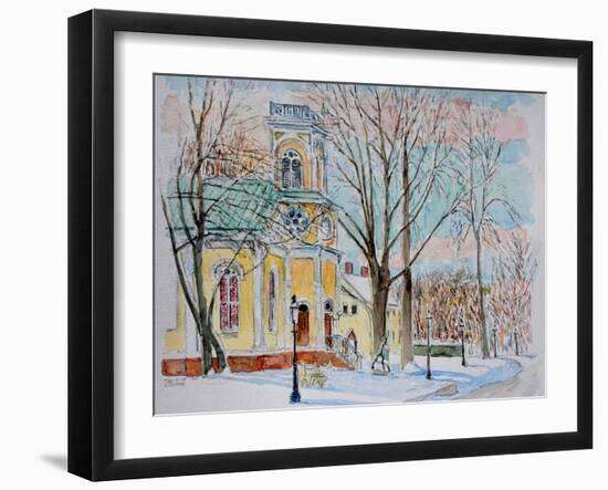 Chapel in Snow, Snug Harbor,2009, ( Watercolor)-Anthony Butera-Framed Giclee Print