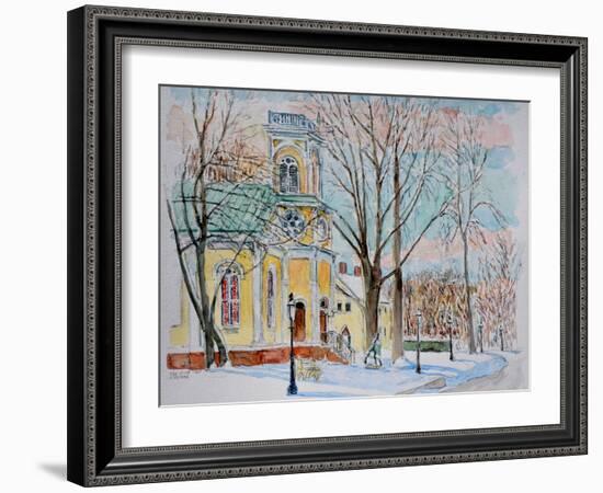 Chapel in Snow, Snug Harbor,2009, ( Watercolor)-Anthony Butera-Framed Giclee Print