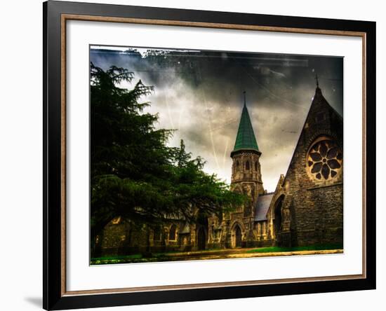 Chapels at Cathays Cemetery, Cardiff Wales-Clive Nolan-Framed Photographic Print