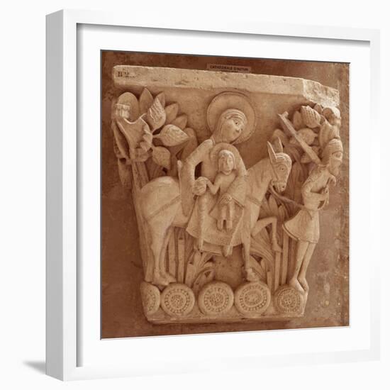 Chapiteau historié de la cathédrale Saint-Lazare d'Autun : la Fuite en Egypte-null-Framed Giclee Print