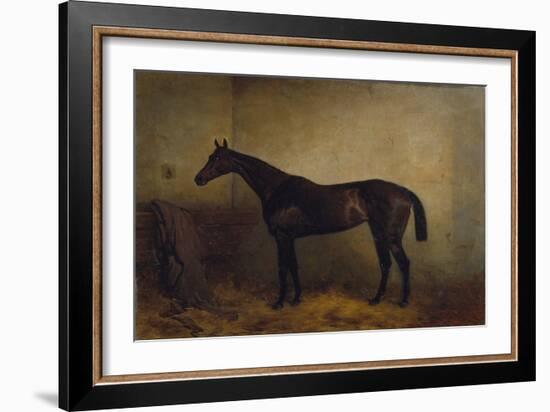 Chaplet, a Bay Race Mare in a Loosebox, C.1877 (Oil on Canvas)-Harry Hall-Framed Giclee Print