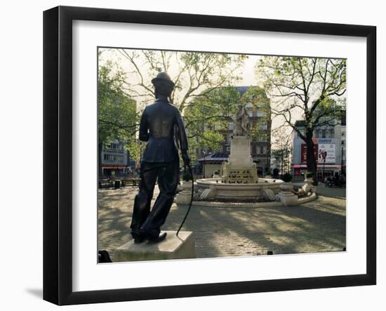 Chaplin Statue and Leicester Square, London, England, United Kingdom-Adam Woolfitt-Framed Photographic Print