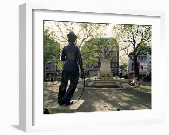 Chaplin Statue and Leicester Square, London, England, United Kingdom-Adam Woolfitt-Framed Photographic Print