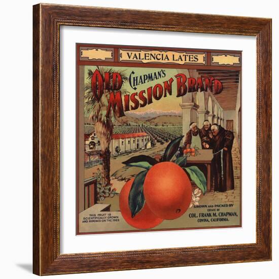 Chapmans Old Mission Brand - Covina, California - Citrus Crate Label-Lantern Press-Framed Art Print