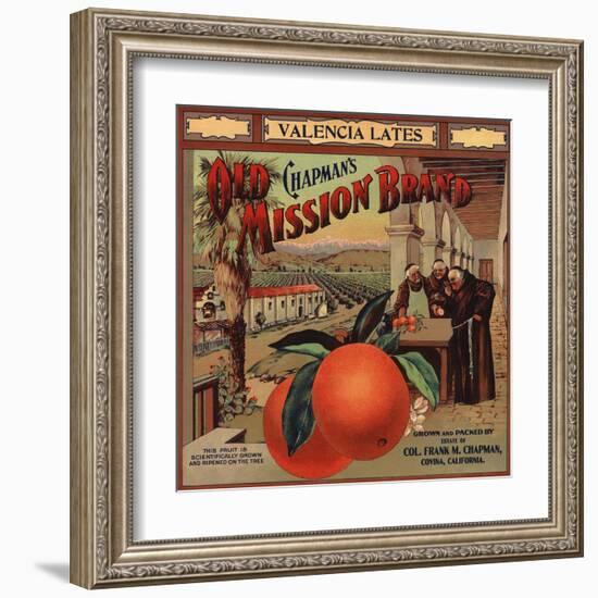 Chapmans Old Mission Brand - Covina, California - Citrus Crate Label-Lantern Press-Framed Art Print