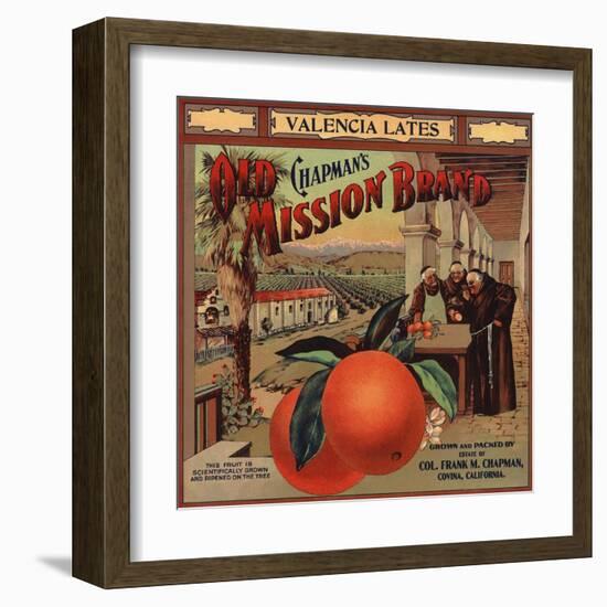 Chapmans Old Mission Brand - Covina, California - Citrus Crate Label-Lantern Press-Framed Art Print