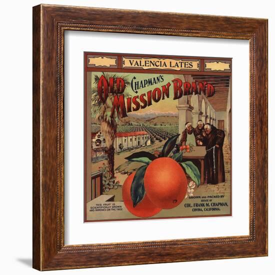 Chapmans Old Mission Brand - Covina, California - Citrus Crate Label-Lantern Press-Framed Art Print