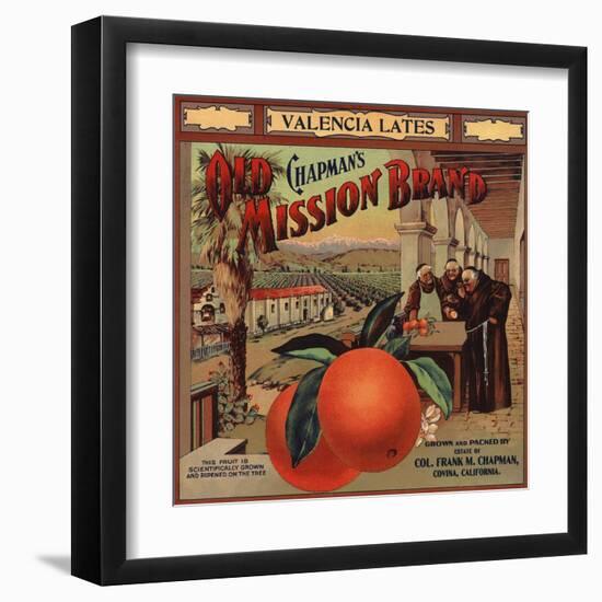 Chapmans Old Mission Brand - Covina, California - Citrus Crate Label-Lantern Press-Framed Art Print