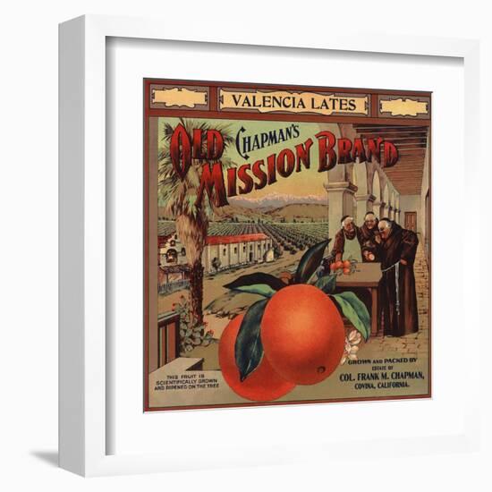 Chapmans Old Mission Brand - Covina, California - Citrus Crate Label-Lantern Press-Framed Art Print