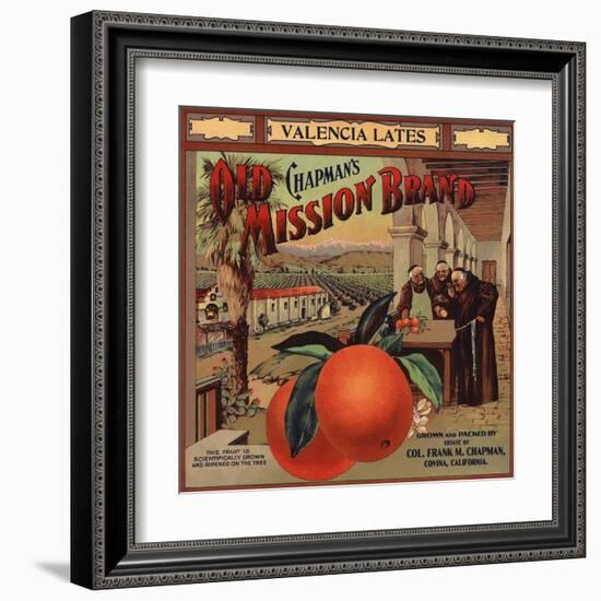 Chapmans Old Mission Brand - Covina, California - Citrus Crate Label-Lantern Press-Framed Art Print