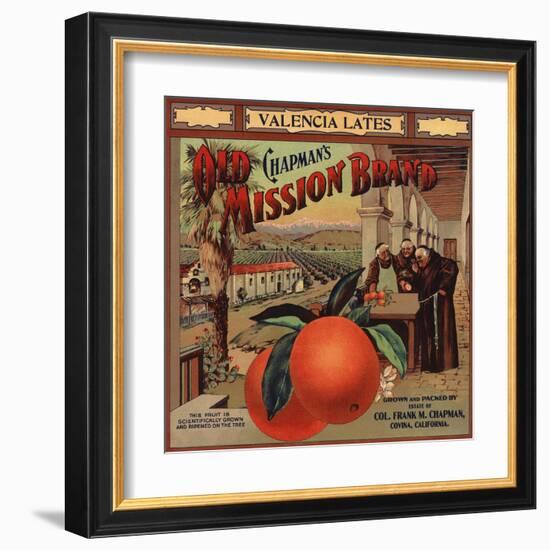 Chapmans Old Mission Brand - Covina, California - Citrus Crate Label-Lantern Press-Framed Art Print