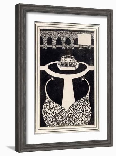 Chapter Heading Depicting Two Peacocks in a Garden with a Fountain, C.1893/4-Aubrey Beardsley-Framed Giclee Print