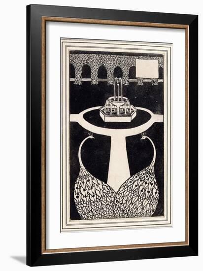 Chapter Heading Depicting Two Peacocks in a Garden with a Fountain, C.1893/4-Aubrey Beardsley-Framed Giclee Print