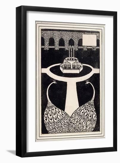 Chapter Heading Depicting Two Peacocks in a Garden with a Fountain, C.1893/4-Aubrey Beardsley-Framed Giclee Print