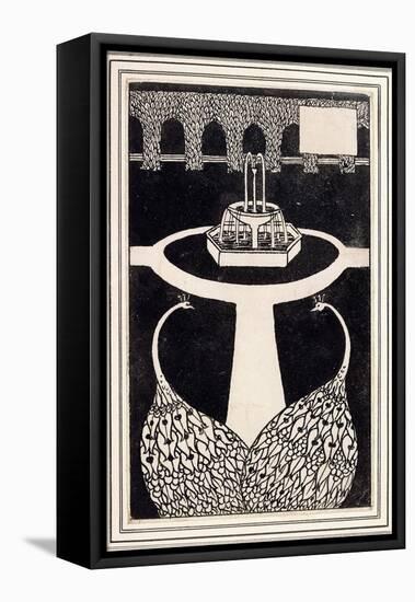 Chapter Heading Depicting Two Peacocks in a Garden with a Fountain, C.1893/4-Aubrey Beardsley-Framed Premier Image Canvas