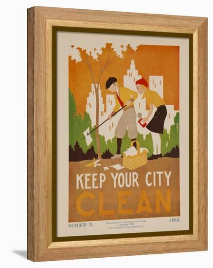 Character Culture Citizenship Guides Original Poster, Keep Your City Clean-null-Framed Premier Image Canvas