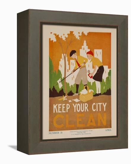 Character Culture Citizenship Guides Original Poster, Keep Your City Clean-null-Framed Premier Image Canvas
