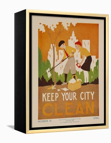 Character Culture Citizenship Guides Original Poster, Keep Your City Clean-null-Framed Premier Image Canvas