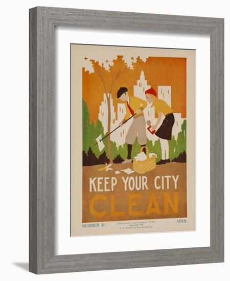 Character Culture Citizenship Guides Original Poster, Keep Your City Clean-null-Framed Giclee Print