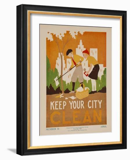 Character Culture Citizenship Guides Original Poster, Keep Your City Clean--Framed Giclee Print