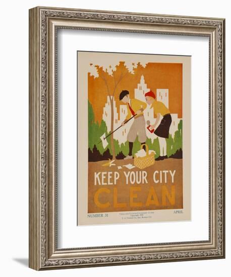 Character Culture Citizenship Guides Original Poster, Keep Your City Clean-null-Framed Giclee Print