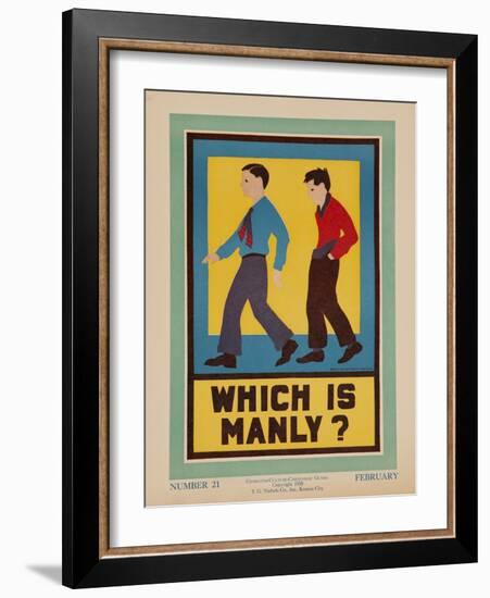 Character Culture Citizenship Guides Original Poster, Which Is Manly?-null-Framed Premium Giclee Print