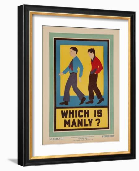 Character Culture Citizenship Guides Original Poster, Which Is Manly?-null-Framed Giclee Print