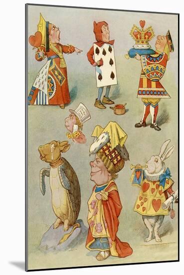 Characters from 'Alice in Wonderland', 19Th Century (Colour Engraving)-John Tenniel-Mounted Giclee Print