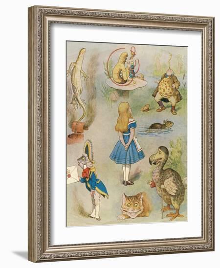 Characters from 'Alice in Wonderland' (Colour Engraving)-John Tenniel-Framed Giclee Print