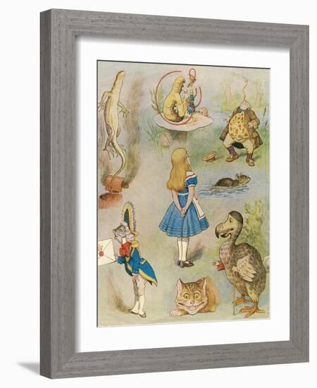 Characters from 'Alice in Wonderland' (Colour Engraving)-John Tenniel-Framed Giclee Print