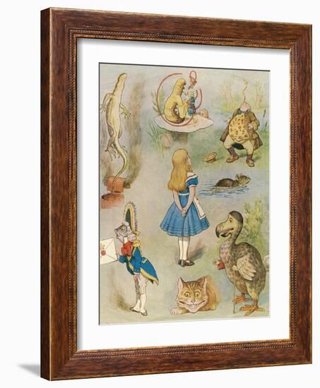 Characters from 'Alice in Wonderland' (Colour Engraving)-John Tenniel-Framed Giclee Print