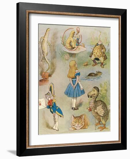 Characters from 'Alice in Wonderland' (Colour Engraving)-John Tenniel-Framed Giclee Print