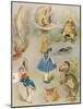 Characters from 'Alice in Wonderland' (Colour Engraving)-John Tenniel-Mounted Giclee Print