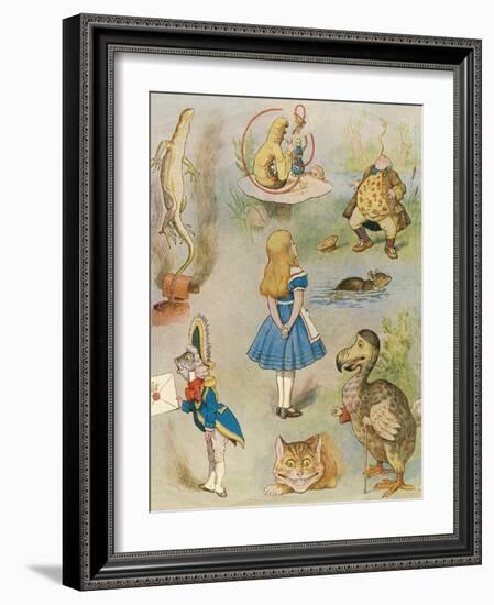 Characters from 'Alice in Wonderland' (Colour Engraving)-John Tenniel-Framed Giclee Print