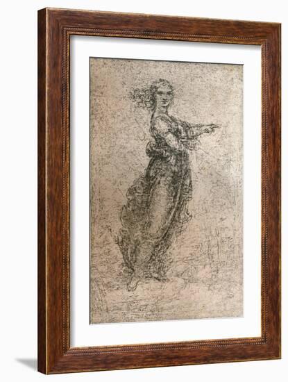 Charcoal drawing of a female figure, c1472-c1519 (1883)-Leonardo Da Vinci-Framed Giclee Print