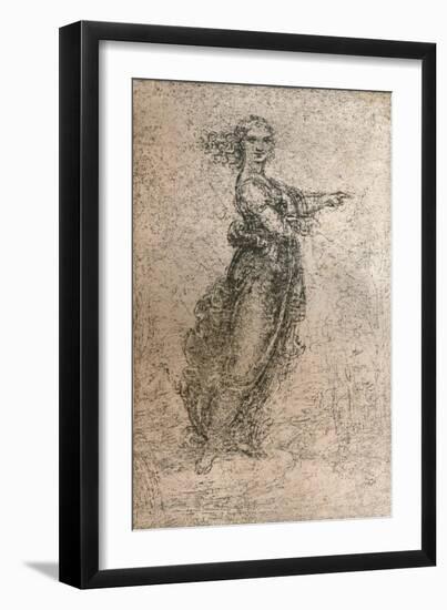 Charcoal drawing of a female figure, c1472-c1519 (1883)-Leonardo Da Vinci-Framed Giclee Print