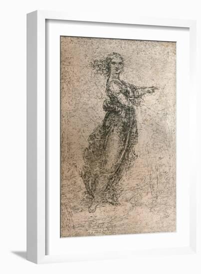 Charcoal drawing of a female figure, c1472-c1519 (1883)-Leonardo Da Vinci-Framed Giclee Print