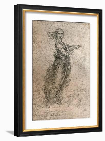 Charcoal drawing of a female figure, c1472-c1519 (1883)-Leonardo Da Vinci-Framed Giclee Print