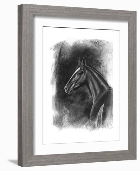 Charcoal Equestrian Portrait II-Naomi McCavitt-Framed Art Print