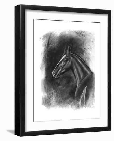 Charcoal Equestrian Portrait II-Naomi McCavitt-Framed Art Print