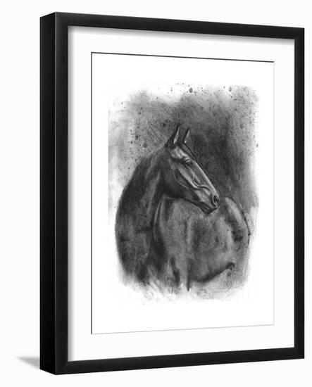 Charcoal Equestrian Portrait III-Naomi McCavitt-Framed Art Print