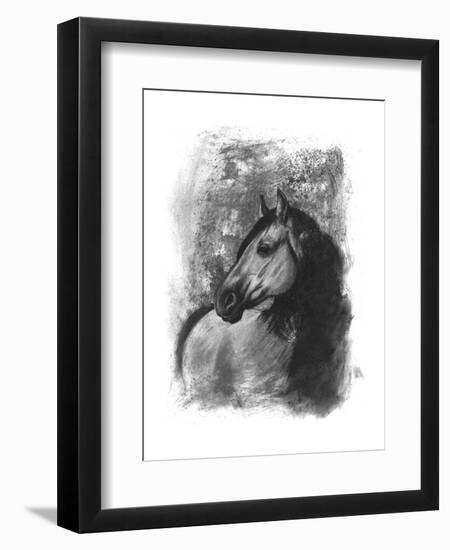 Charcoal Equestrian Portrait IV-Naomi McCavitt-Framed Art Print