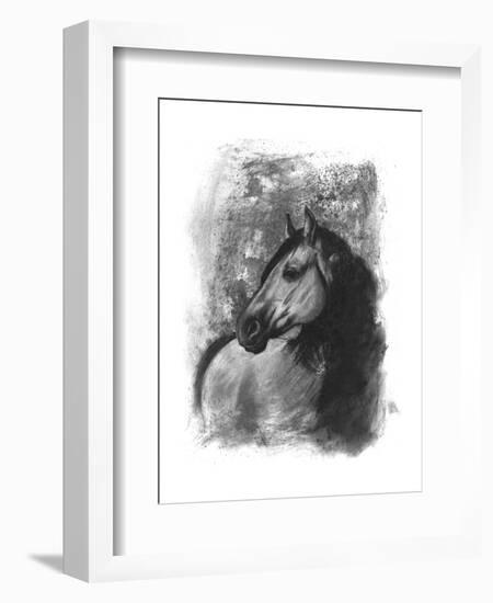 Charcoal Equestrian Portrait IV-Naomi McCavitt-Framed Art Print